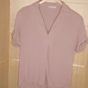 All In Favor Pink Short Sleeve Blouse XS